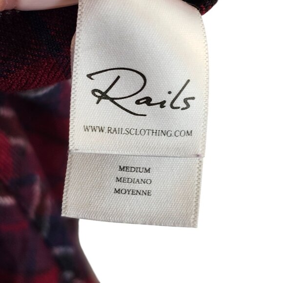 Rails Plaid Bianca Shirtdress Burgundy Blue Long Sleeve Collared Dress Sz M - Picture 10 of 12